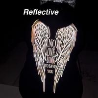 Reflective NO ONE IS COMING TO SAVE YOU Unisex Hoodie Black Casual Grey Sweatshirts with Customizable Vinyl Rose Design for M...