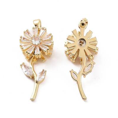 Brass Micro Pave Clear Cubic Zirconia Pendants