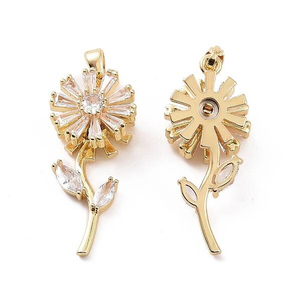 Brass Micro Pave Clear Cubic Zirconia Pendants