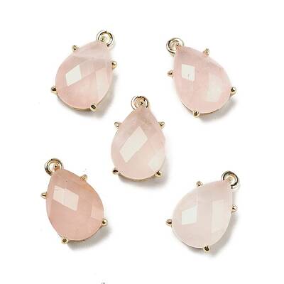 Natural Rose Quartz Faceted Pendants
