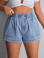 【Plus Size】 Pocket Denim Shorts, Casual Fashion Shorts for Daily Outdoor Wear, Women Plus Clothing for Summer, Womenswear...
