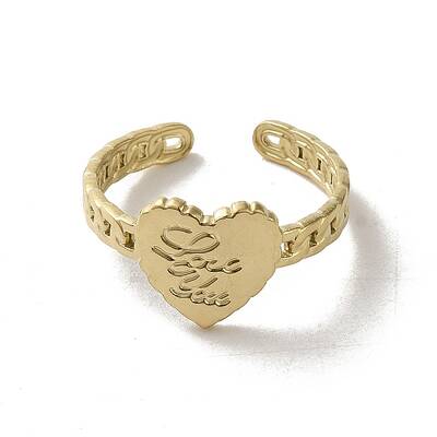 Valentine's Day 304 Stainless Steel Heart Open Cuff Rings