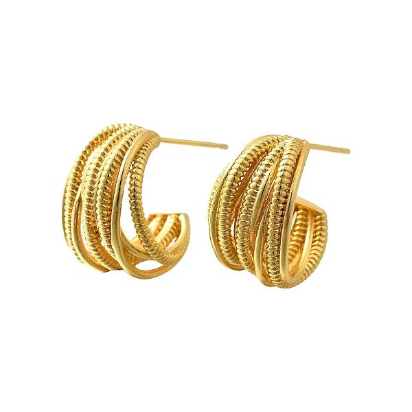 Multilayer C-Shaped Brass Stud Earrings