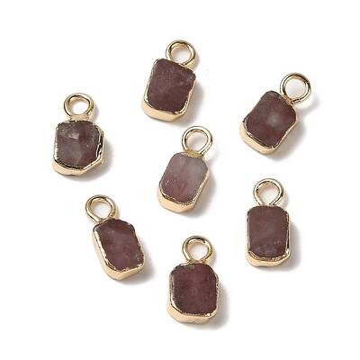 Natural Strawberry Quartz Rectangle Charms