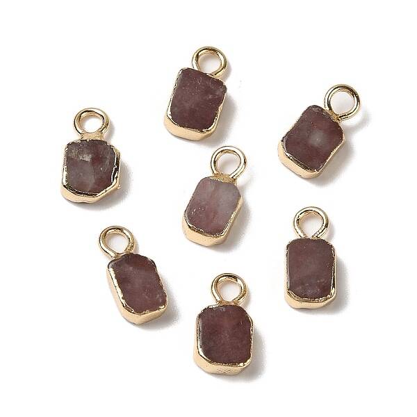 Natural Strawberry Quartz Rectangle Charms