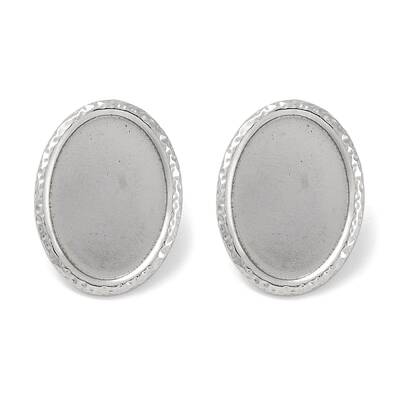 304 Stainless Steel Oval Stud Earrings