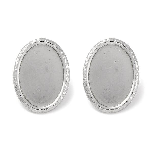 304 Stainless Steel Oval Stud Earrings