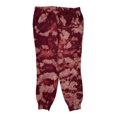Champion Tie-Dye Joggers - Large Burgundy Cotton Blend