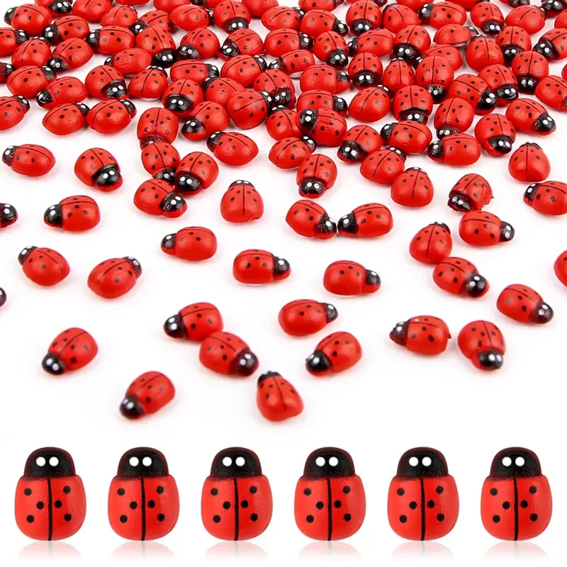 Ladybug Shaped Decorative Toy, 100pcs/set Mini Ladybug Figurine, Animal Miniatures for DIY Fairy Gardens, Micro Landscapes Su...