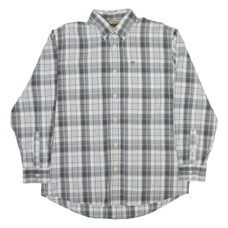 TIMBERLAND Mens Shirt Grey Check Long Sleeve M