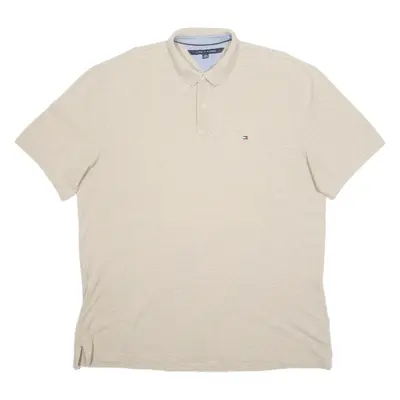 TOMMY HILFIGER Mens Polo Shirt Beige 2XL