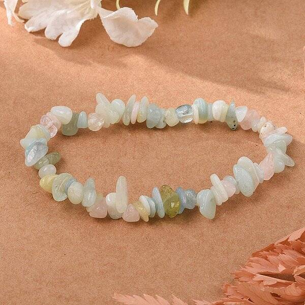Natural Morganite Beaded Stretch Bracelets