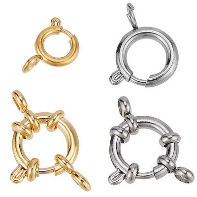 8Pcs 4 Styles 304 Stainless Steel Spring Ring Clasps