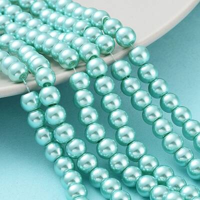 Baking Painted Pearlized Glass Pearl Round Bead Strands