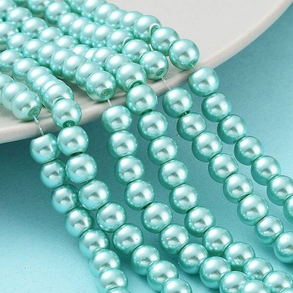 Baking Painted Pearlized Glass Pearl Round Bead Strands