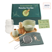 Ceremonial & Iced Matcha Kit, Including Matcha Bowl, Bamboo Whisk Set (Whisk, Strainer, Holder), Stainless Steel Sieve, Bambo...