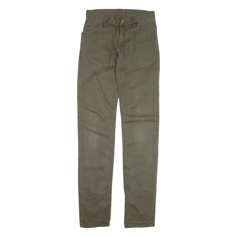 CARHARTT Ziggy Denim Trousers Green Slim Straight Mens W25 L32