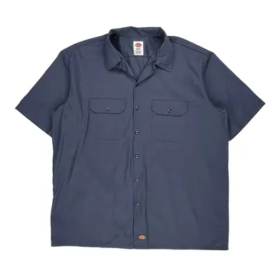Dickies Short Sleeve Shirt - 2XL Blue Polyester Blend