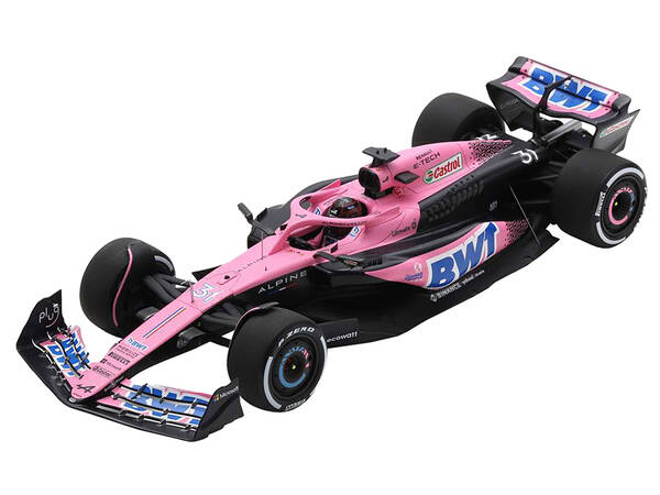 Alpine A523 #31 Esteban Ocon BWT Formula One F1 Saudi Arabian GP (2023) with Acrylic Display Case 1/18 Model Car by Spark