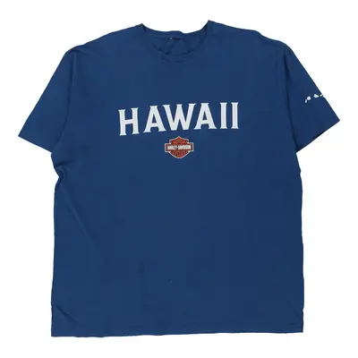 Hawaii Harley Davidson Graphic T-Shirt - 2XL Blue Cotton