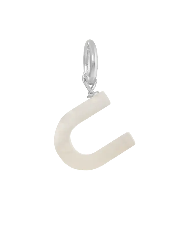 MOP Letter Charm | Metal Color: Silver | Letter: U