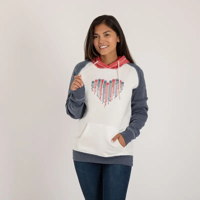 Patriotic Paw Raglan Hoodie - L