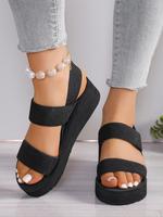 Women's Fashionable Plain Color Platform Sandals, Casual Comfortable Slingback Sandals for Summer, Female All-match Round Toe...