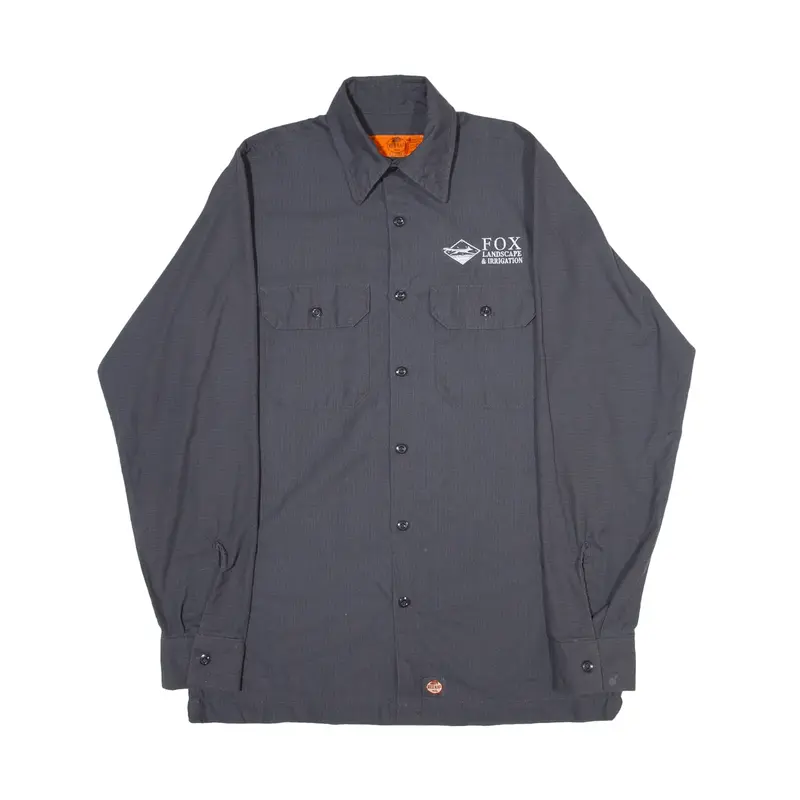RED KAP Worker Shirt Grey Long Sleeve Mens S