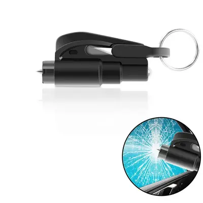 2 In 1 Car Emergency Keychain, Car Seat Belt Cutter and Window Breaker, Universal Compact Emergency Safety Hammer