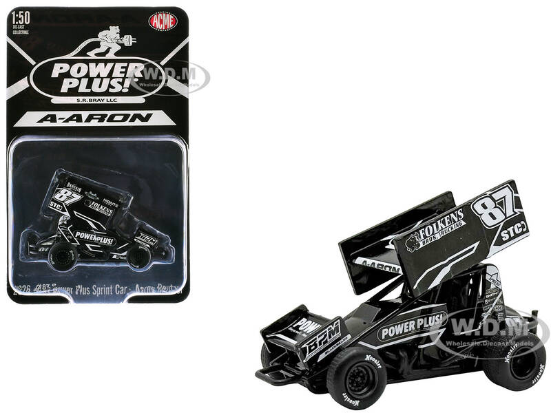 Winged Sprint Car #87 Aaron Reutzel Power Plus Black (2026) 1/50 Diecast Model Car by ACME