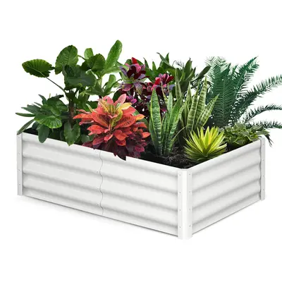 Garvee 6' X 3' X 1' Galvanized Raised Garden Bed, Outdoor Rectangular Metal Planter for Vegetables, Flowers & Herbs, White