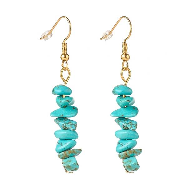 Synthetic Turquoise Chip Beaded Dangle Earrings