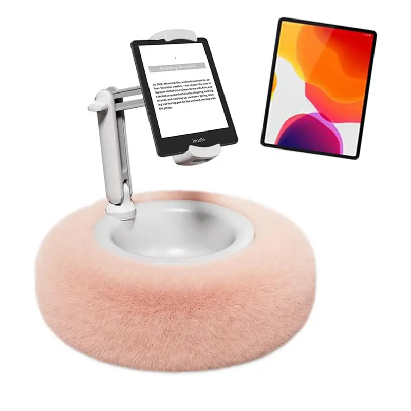Kindle Pillow Stand Holder with Snack Bowl for Reading in Bed, Cozy Tablet Phone iPad Pillow Stand for Lap Compatible with 4....