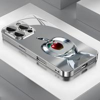 Crystal transparent apple red beautiful gorgeous pattern glass electroplated phone case with lens protection for iPhone16prom...