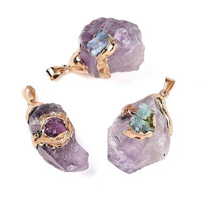 Raw Rough Natural Amethyst Pendants