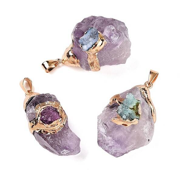 Raw Rough Natural Amethyst Pendants