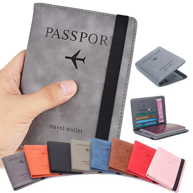 Passport Holder Wallet, PU Leather Passport Wallet for Men and Women, RFID Blocking Wallet, Multi-Function Travel Document Ho...