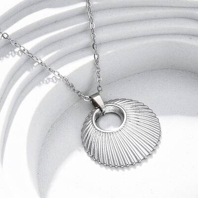 Flat Round 304 Stainless Steel Pendant Necklaces