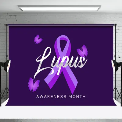 Purple Butterfly Happy Lupus Awareness Month Backdrop - Aperturee