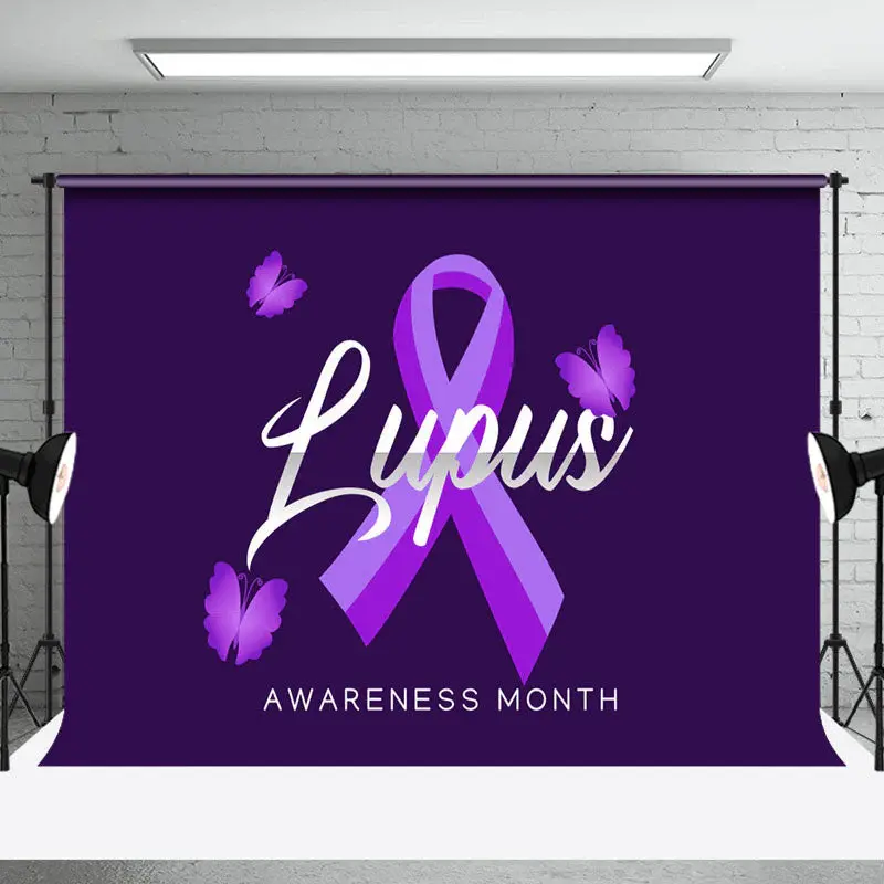 Purple Butterfly Happy Lupus Awareness Month Backdrop - Aperturee