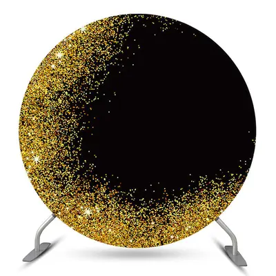 Aperturee Bokeh Gold Black Glitter Round Party Backdrop Cover | Custom Round Backdrop | Circle Background For Party | Circle ...