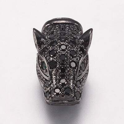 Brass Micro Pave Cubic Zirconia Beads