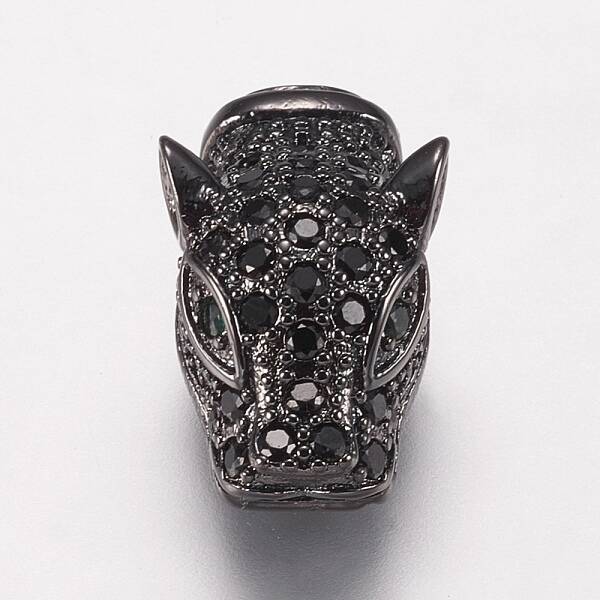 Brass Micro Pave Cubic Zirconia Beads