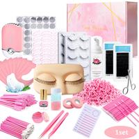 Eyelash Extension Kit, 1 Set Professional Lash Extension Kit for Beginners, Including Practice Mannequin Head Lash Tray, Glue...