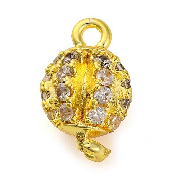 Brass Micro Pave Clear Cubic Zirconia Connector Charms