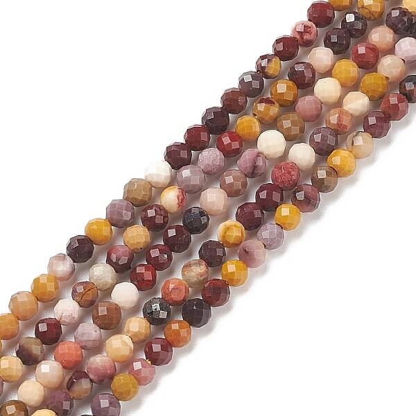 Natural Mookaite Faceted Round Beads Strands