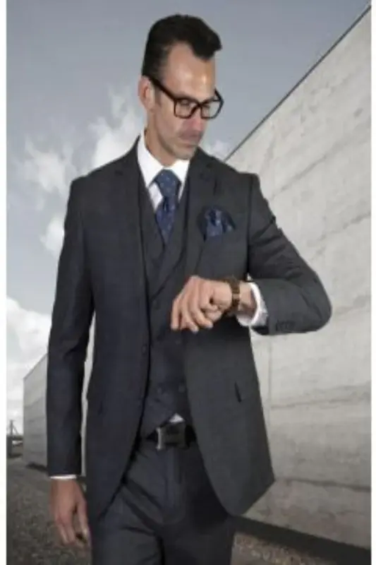 Men's 3-Piece Wool Suit - Subtle Plaid Pattern | Statement Collection