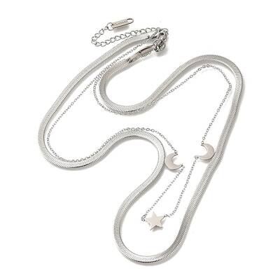 201 Stainless Steel Double Layer Snake Chain Necklaces