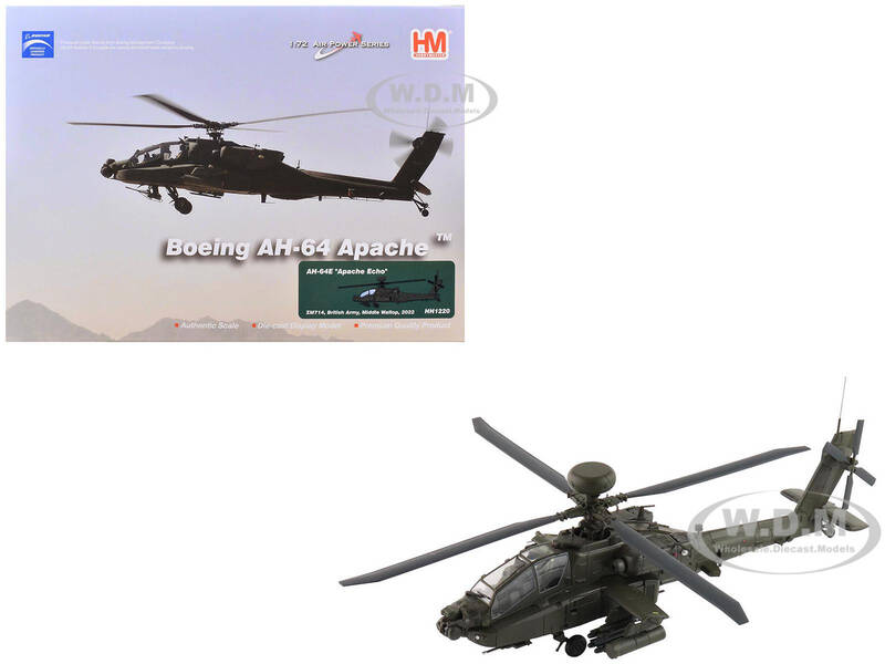 Boeing AH-64E Apache Echo Attack Helicopter ZM714, Middle Wallop (2022) British Army Air Power Series 1/72 Diecast Model ...