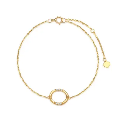 10K Gold Diamond Round Charm Bracelet